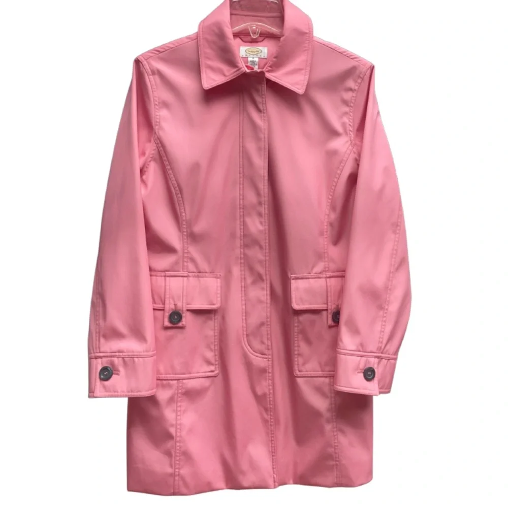 Talbots Pink Button Front Rain Coat Jacket, Sz 10P - Picture 1 of 8